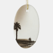  retro san clemente pier california sepia keramisch ornament (Rechts)
