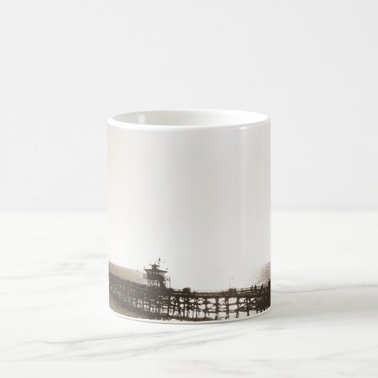retro san clemente pier california sepia koffiemok (Center)