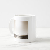  retro san clemente pier california sepia koffiemok (Voorkant links)