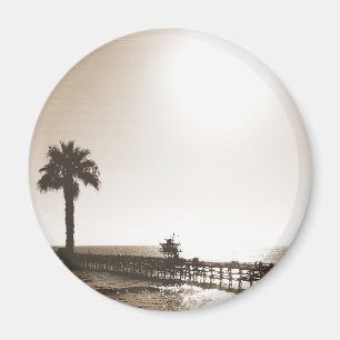  retro san clemente pier california sepia magneet