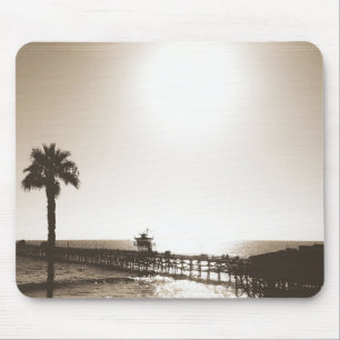  retro san clemente pier california sepia muismat