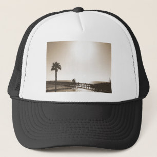 retro san clemente pier california sepia trucker pet
