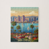 Retro San Diego California Coastal Skyline  Legpuzzel (Verticaal)