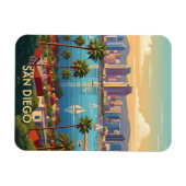 Retro San Diego California Coastal Skyline  Magneet (Horizontaal)