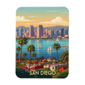 Retro San Diego California Coastal Skyline Magneet (Verticaal)