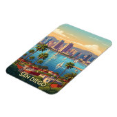 Retro San Diego California Coastal Skyline  Magneet (Linkerzijde)