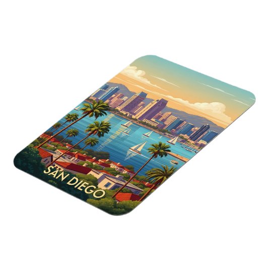 Retro San Diego California Coastal Skyline  Magneet (Linkerzijde)