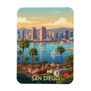 Retro San Diego California Kust Skyline Magneet