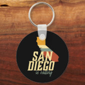 Retro San Diego California Stadskaart Sleutelhanger (Voorkant)