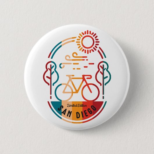 Retro San Diego fietspad. Ronde Button 5,7 Cm (Voorkant)