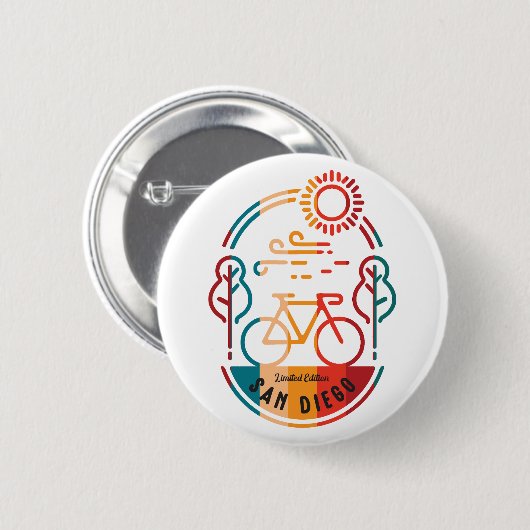 Retro San Diego fietspad. Ronde Button 5,7 Cm (Voorkant /achterkant)