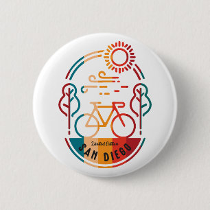 Retro San Diego fietspad. Ronde Button 5,7 Cm