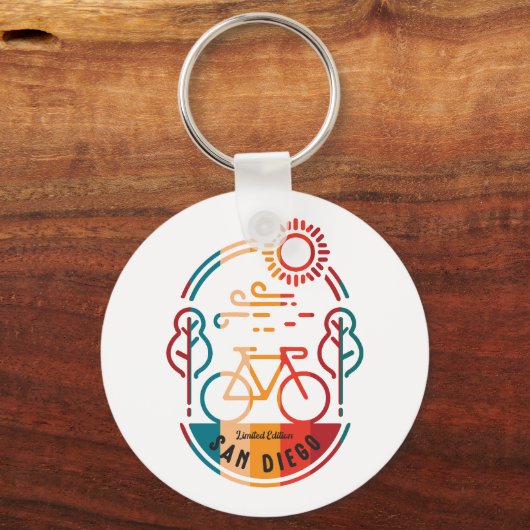 Retro San Diego fietspad. Sleutelhanger (Achterkant)