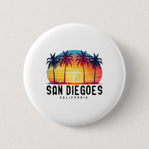 Retro San Diego Stranden Californië Surfen Surfboa Ronde Button 5,7 Cm