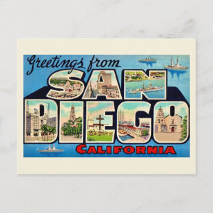 Retro San Diego Wenskaart Briefkaart