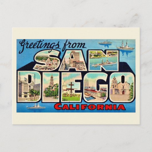 Retro San Diego Wenskaart Briefkaart (Voorkant)