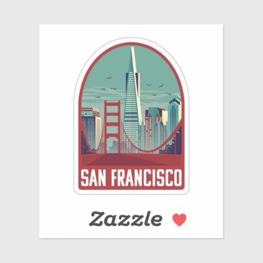 Retro San Francisco Golden Gate Bridge Reis Sticker (Vel)