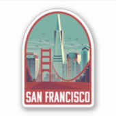 Retro San Francisco Golden Gate Bridge Reis Sticker (Voorkant)
