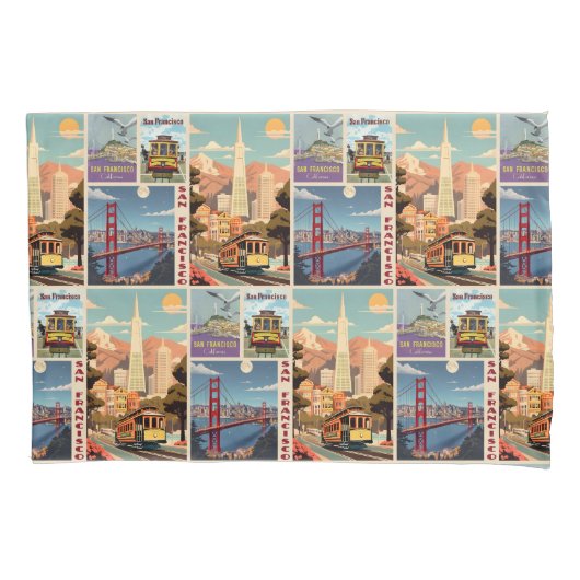 Retro San Francisco Lapwerk Kussensloop (Voorkant)