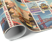 Retro San Francisco Patchwork Cadeaupapier (Rol Hoek)