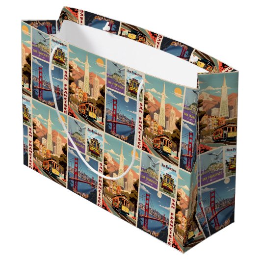 Retro San Francisco Patchwork Groot Cadeauzakje (Achterkant Gekanteld)