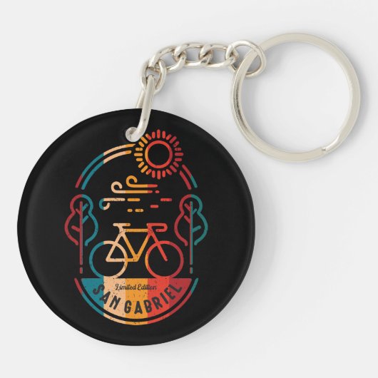 Retro San Gabriel fietspad. Sleutelhanger (Achterkant)