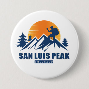 Retro San Luis Peak Hike T-shirt Ronde Button 7,6 Cm