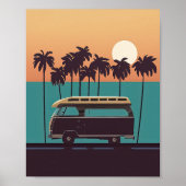 Retro Sand en Sunshine - een  zomerstrand Poster (Voorkant)
