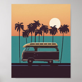 Retro Sand en Sunshine - een zomerstrand Poster