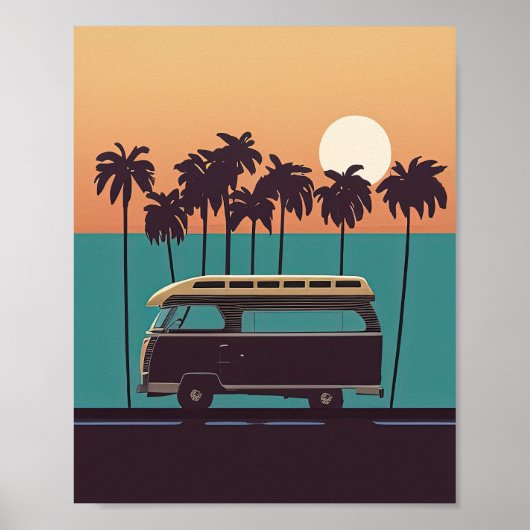 Retro Sand en Sunshine - een  zomerstrand Poster (Voorkant)