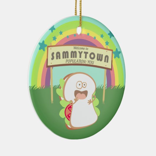 Retro sandwich grappig eten Kerstversiering Keramisch Ornament (Rechts)