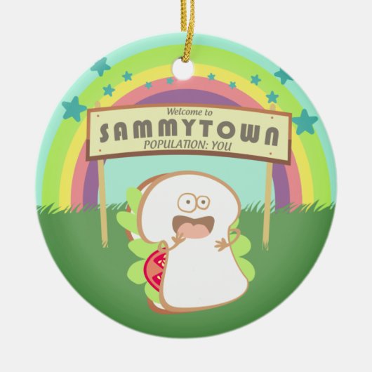 Retro sandwich grappig eten Kerstversiering Keramisch Ornament (Voorkant)