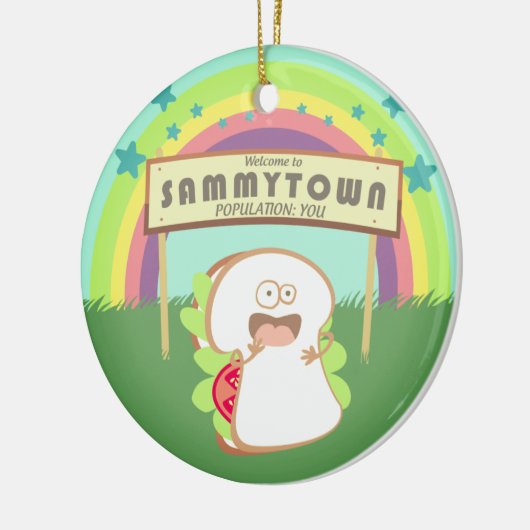 Retro sandwich grappig eten Kerstversiering Keramisch Ornament (Links)