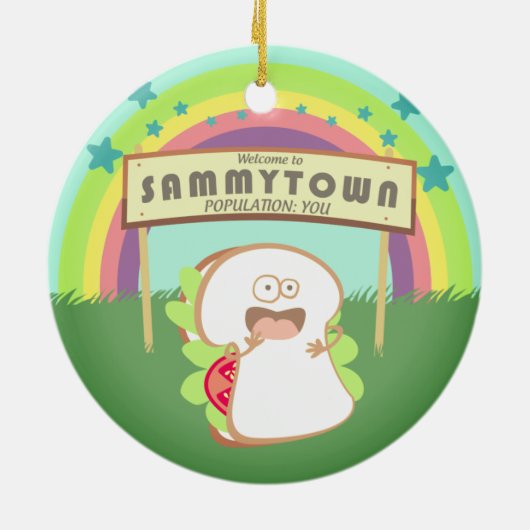 Retro sandwich grappig eten Kerstversiering Keramisch Ornament (Achterkant)