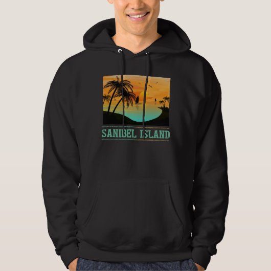 Retro Sanibel Island Florida Tropical Sunset Beach Hoodie (Voorkant)