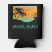 Retro Sanibel Island Tropical Sunset Beach Blikjeskoeler (Voorkant)