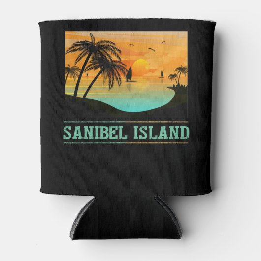 Retro Sanibel Island Tropical Sunset Beach Blikjeskoeler (Voorkant)