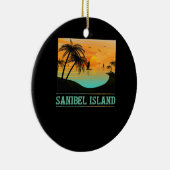 Retro Sanibel Island Tropical Sunset Beach Keramisch Ornament (Rechts)