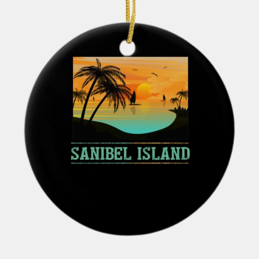 Retro Sanibel Island Tropical Sunset Beach Keramisch Ornament (Voorkant)