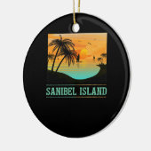 Retro Sanibel Island Tropical Sunset Beach Keramisch Ornament (Links)