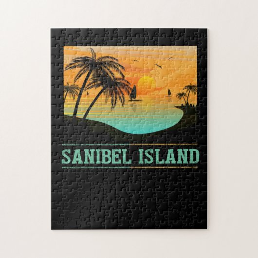 Retro Sanibel Island Tropical Sunset Beach Legpuzzel (Verticaal)