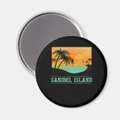 Retro Sanibel Island Tropical Sunset Beach Magneet (Voorkant / Achterkant)