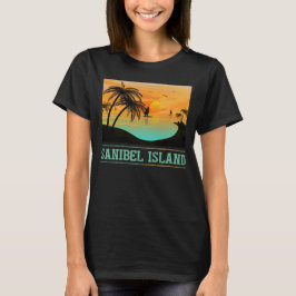 Retro Sanibel Island Tropical Sunset Beach T-shirt
