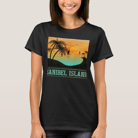 Retro Sanibel Island Tropical Sunset Beach T-shirt (Voorkant)