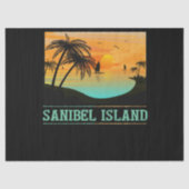 Retro Sanibel Island Tropical Sunset Beach Tissuepapier (Voorkant)