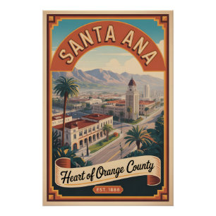 Retro Santa Ana Californië Reisposter Perfect Poster
