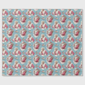 Retro Santa and Glam Holiday Cheer Cadeaupapier (Vlak)