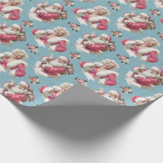 Retro Santa and Glam Holiday Cheer Cadeaupapier (Hoek)