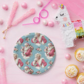 Retro Santa and Glam Holiday Cheer Papieren Bordje (Feest)