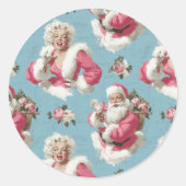 Retro Santa and Glam Holiday Cheer Ronde Sticker (Voorkant)